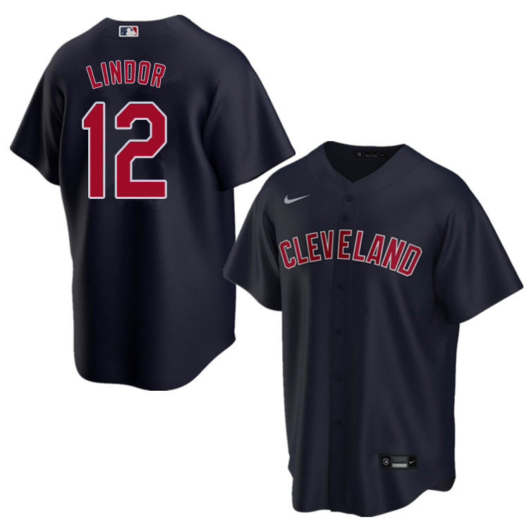 Nike Men #12 Francisco Lindor Cleveland Indians Baseball Jerseys Sale-Navy